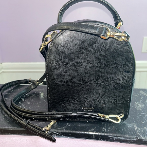 Kate Spade Black Leather French Bulldog Patch Crossbody Bag - Picture 3 of 5